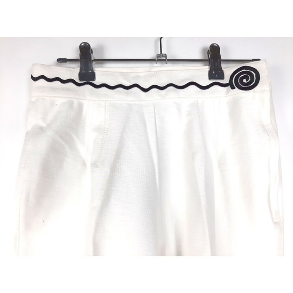 Vintage 1980s Gene Ewing White Stirrup Pants Black Scroll Design Womens Size 8 - Picture 3 of 12